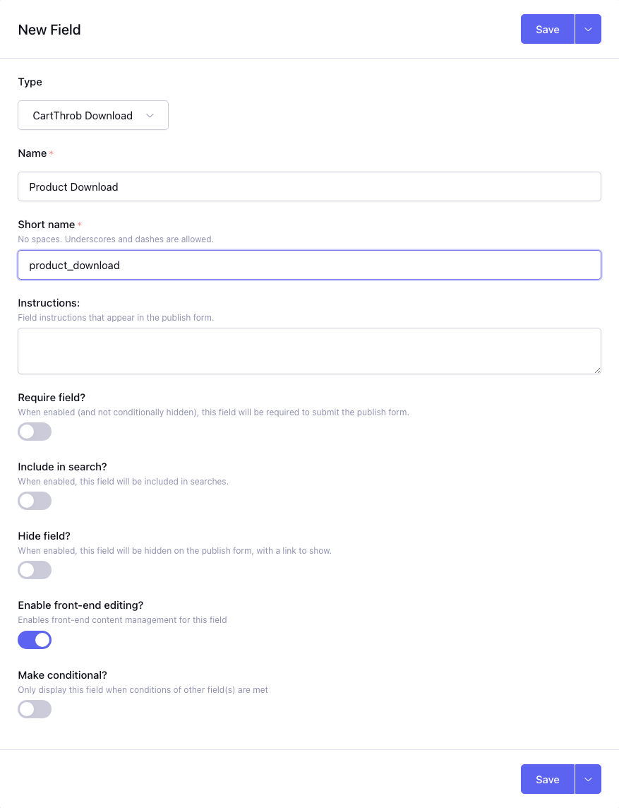 Creating a CartThrob Download field