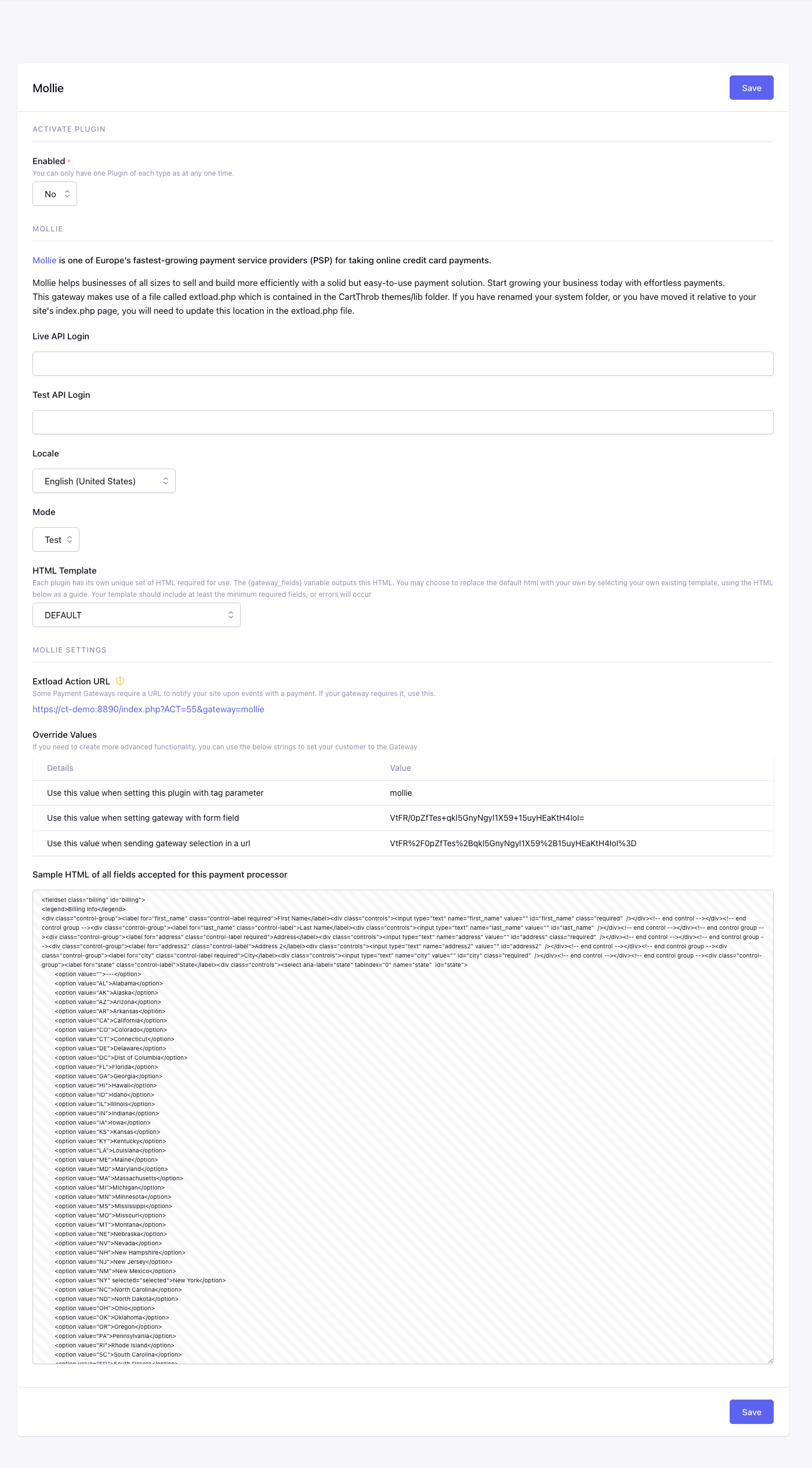 CartThrob Payment Plugins Edit Cartthrob Mollie