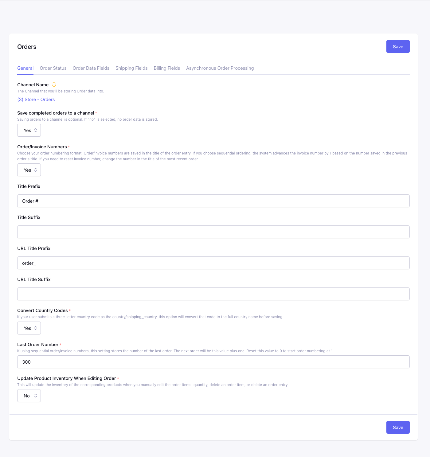 CartThrob Settings Orders