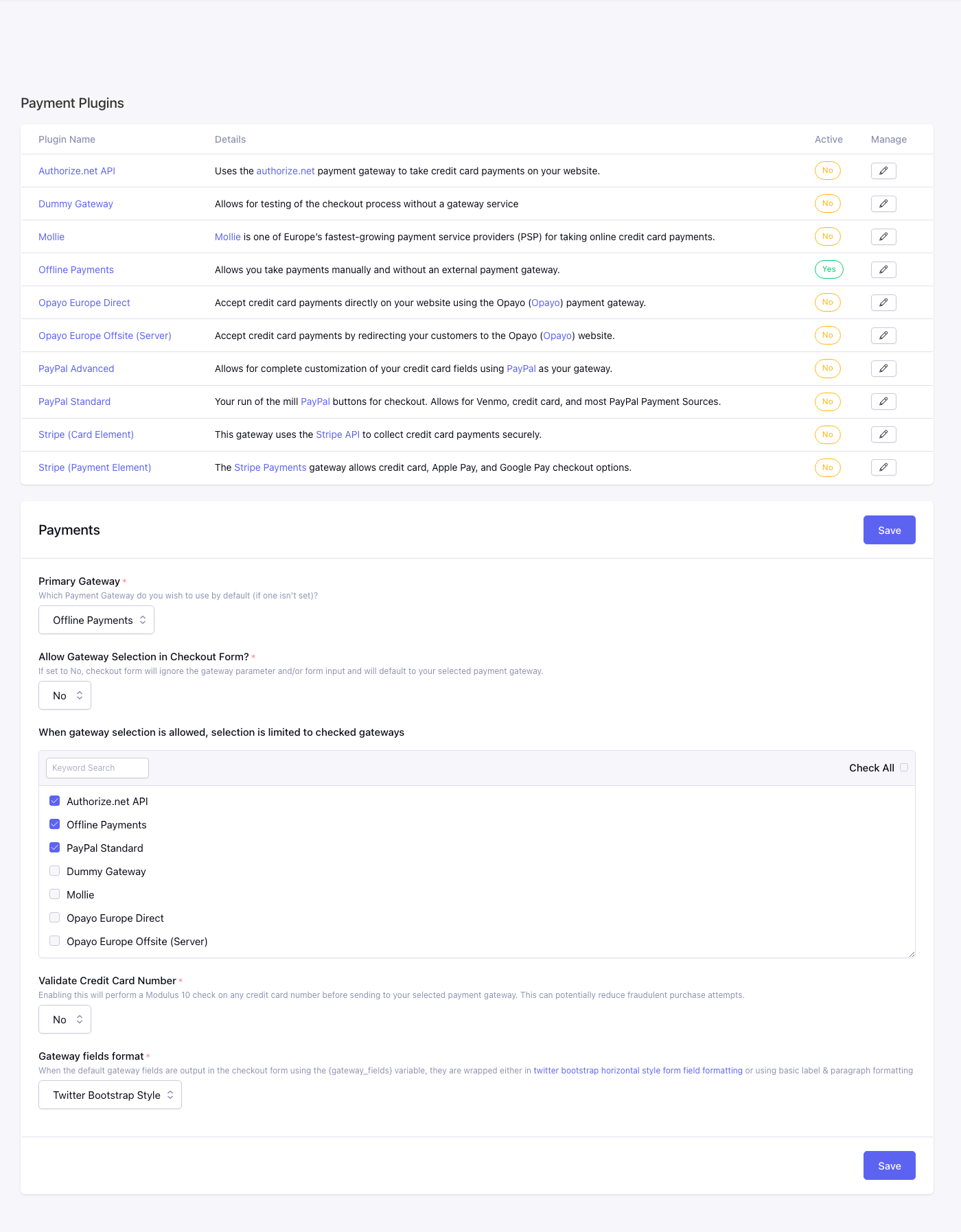 CartThrob Settings Payments